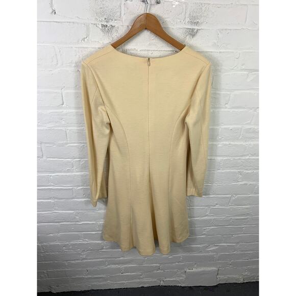 Victor Victoria Women's Scoop-Neck Shift Dress Long Sleeve Cream Size 42 - Picture 4 of 5